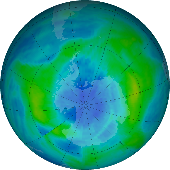 Antarctic ozone map for 25 March 2001
